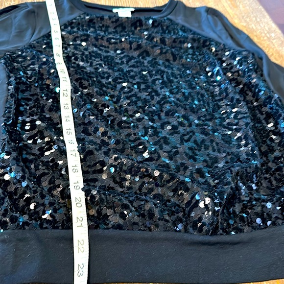 New Cache Open long sleeve sequin bodice black blouse Medium - Picture 6 of 11